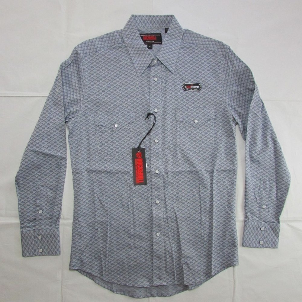 Rock & Roll Denim Men's LG Long Sleeve Jacquard Print Snap Western Shirt